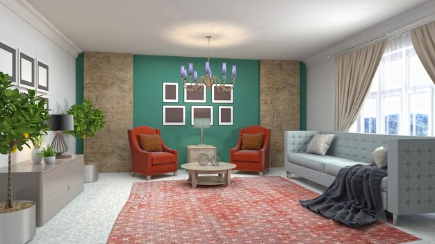 Illustration of the living room interior