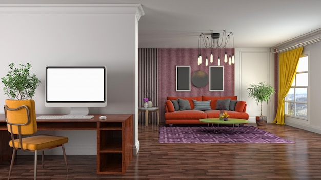 Illustration of the living room interior