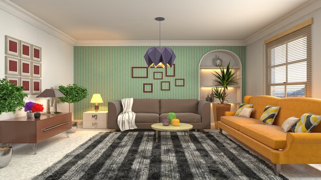 Illustration of the living room interior