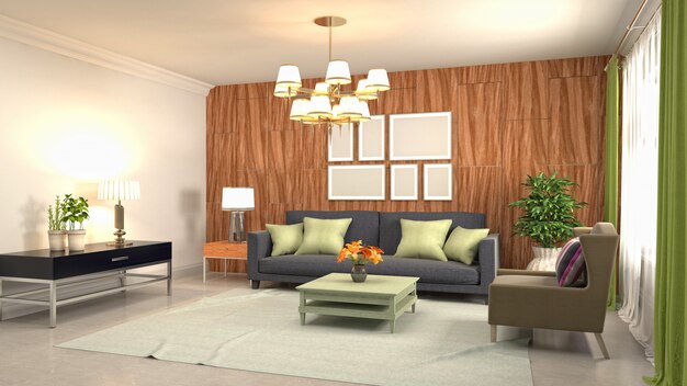 Illustration of the living room interior