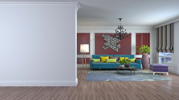 Illustration of the living room interior