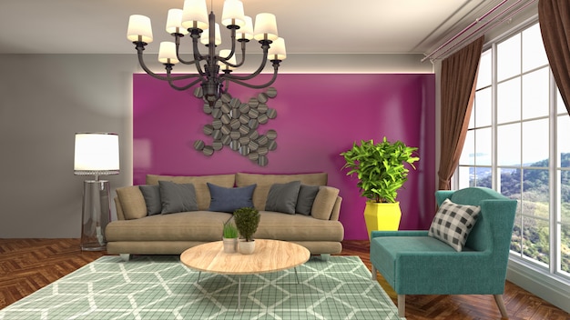 Illustration of the living room interior