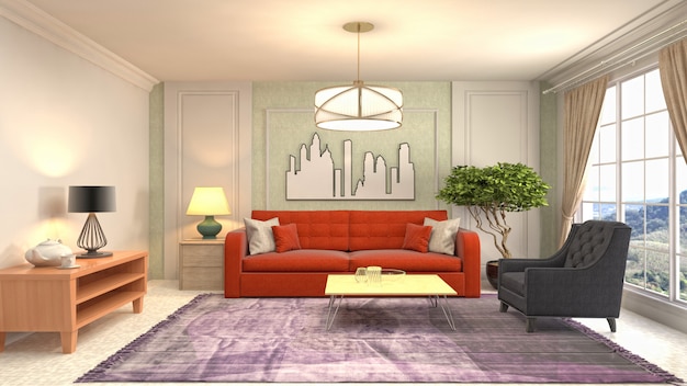 Illustration of the living room interior