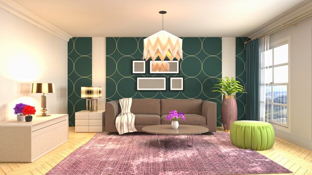 Illustration of the living room interior