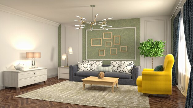 Illustration of the living room interior