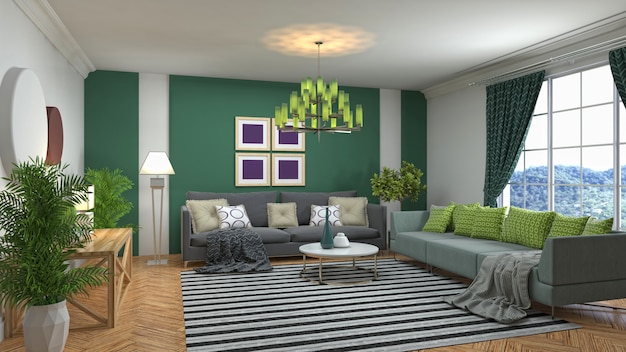 Illustration of the living room interior