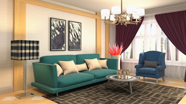 Illustration of the living room interior