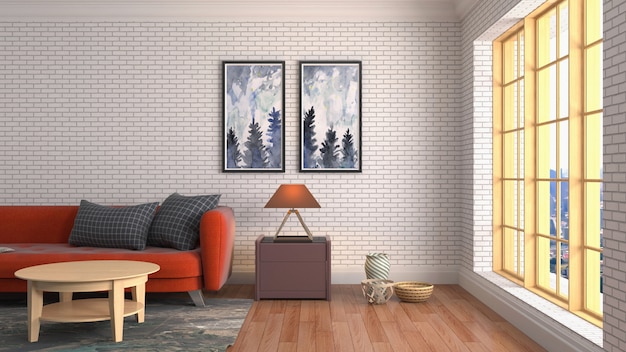 illustration of the living room interior