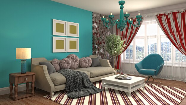 Illustration of the living room interior