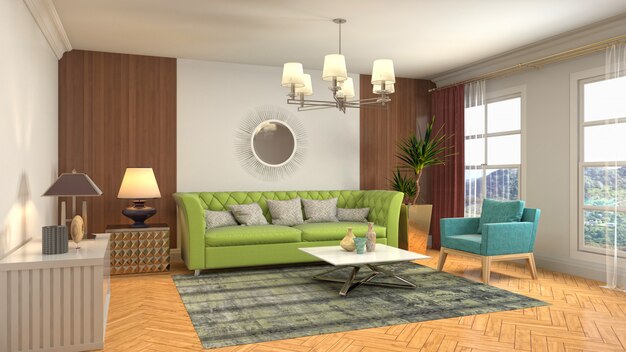 Illustration of the living room interior