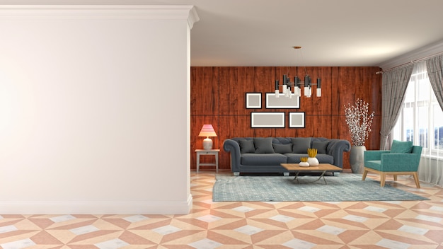 Illustration of the living room interior