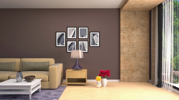 Illustration of the living room interior