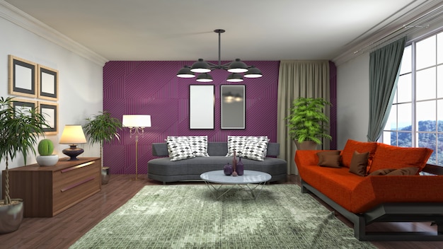 Illustration of the living room interior