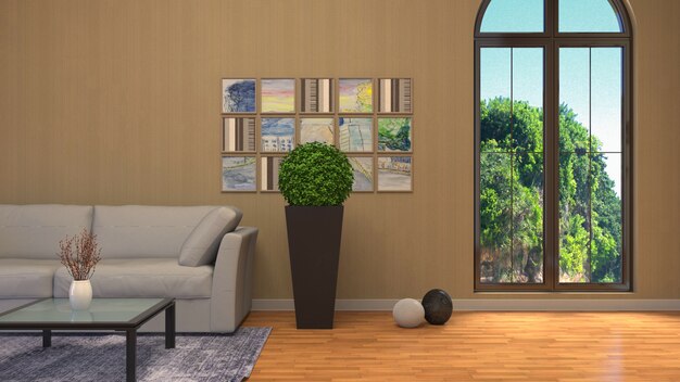 Illustration of the living room interior