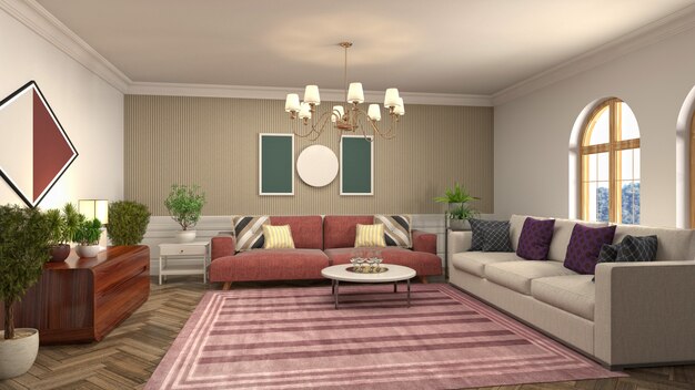 Illustration of the living room interior