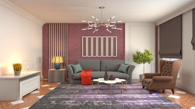 Illustration of the living room interior