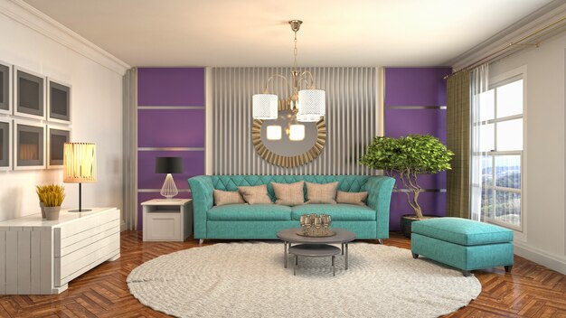 Illustration of the living room interior