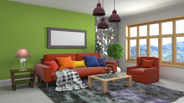 Illustration of the living room interior