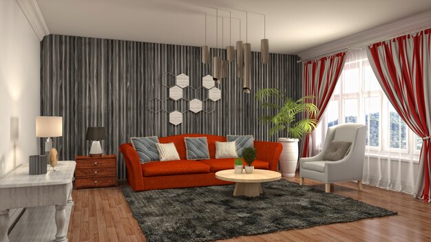 Illustration of the living room interior