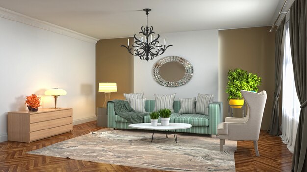 Illustration of the living room interior