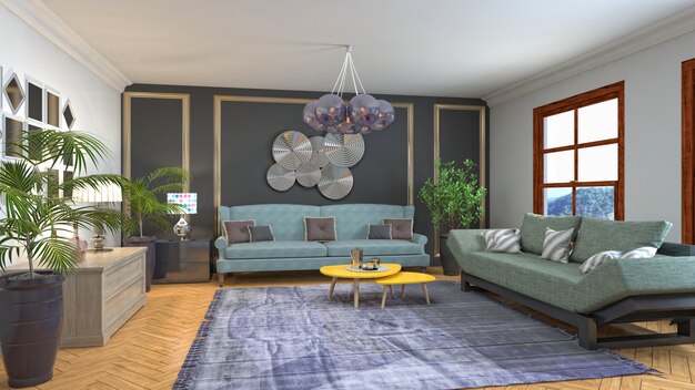 Illustration of the living room interior