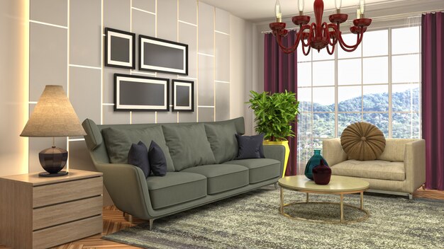 Illustration of the living room interior