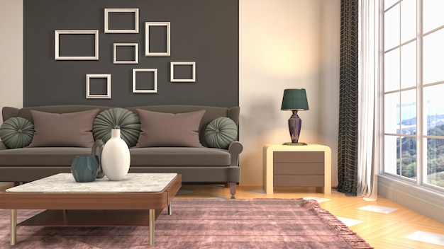 Illustration of the living room interior