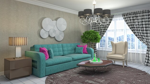 Illustration of the living room interior