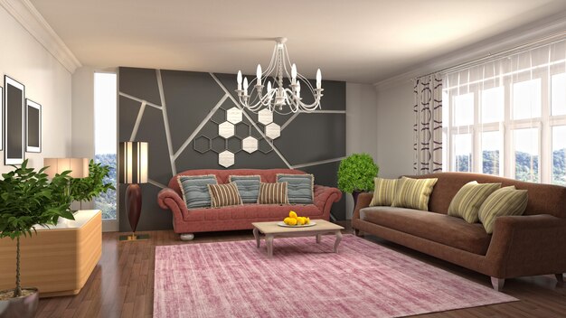 Illustration of the living room interior