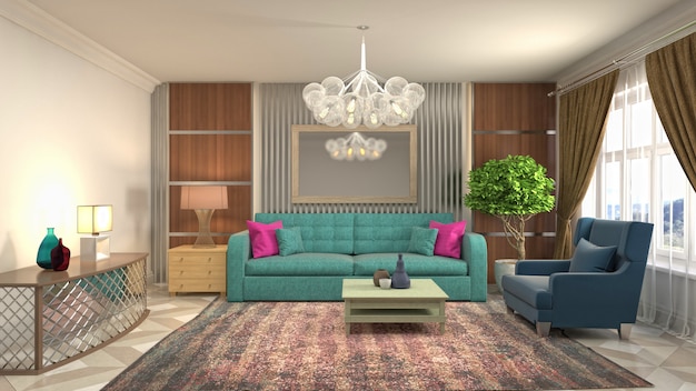 Illustration of the living room interior