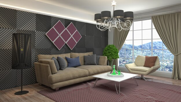 Illustration of the living room interior