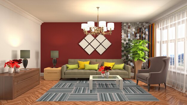 Illustration of the living room interior