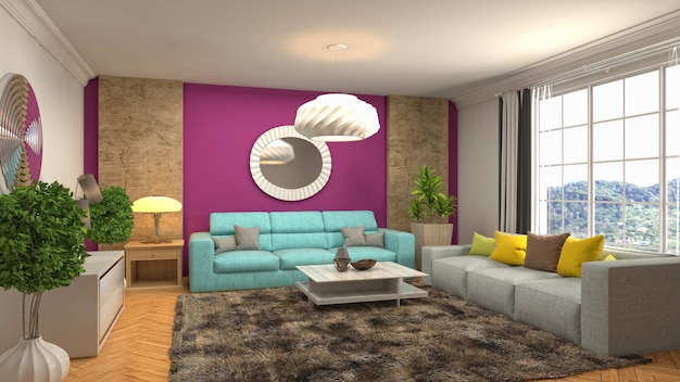 Illustration of the living room interior