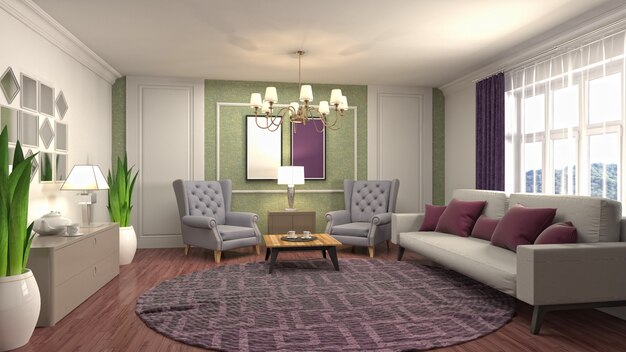 Illustration of the living room interior