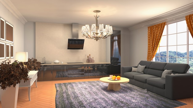 Illustration of the living room interior