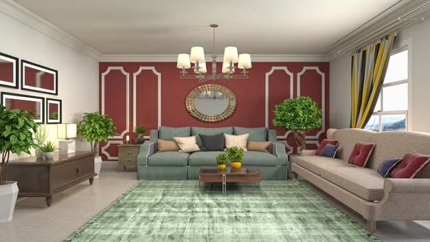 Illustration of the living room interior