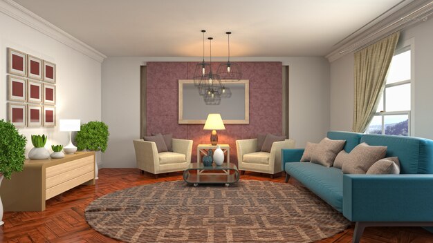 Illustration of the living room interior