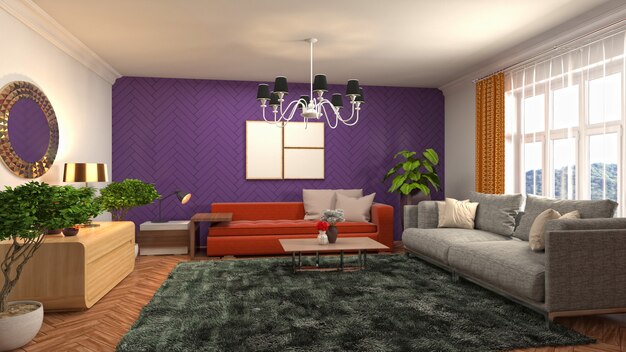 Illustration of the living room interior