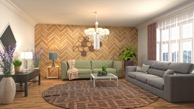 Illustration of the living room interior