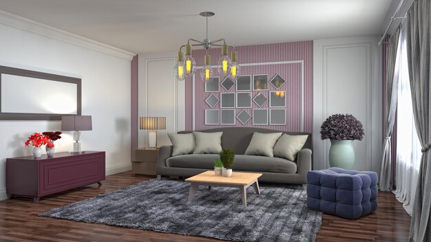 Illustration of the living room interior