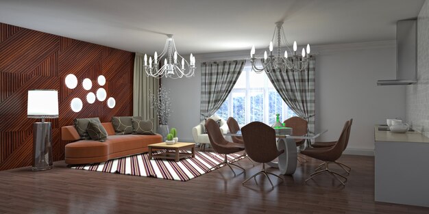 Illustration of the living room interior