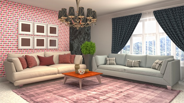 Illustration of the living room interior