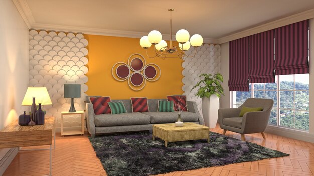 Illustration of the living room interior