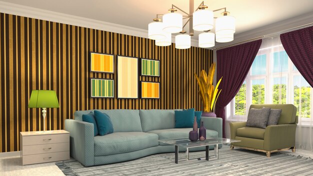 Illustration of the living room interior