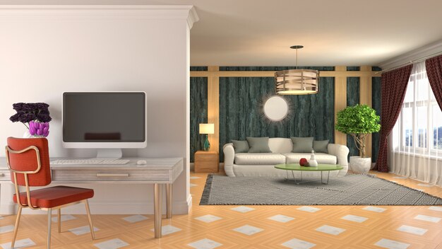 Illustration of the living room interior