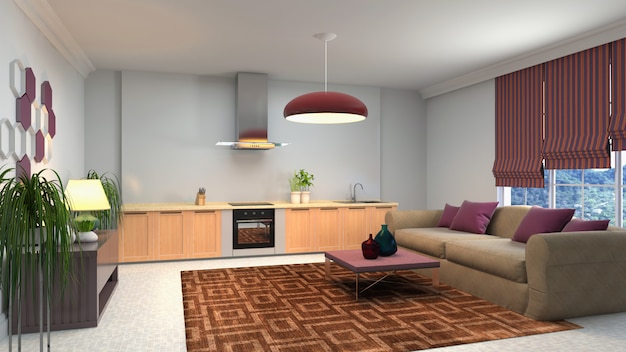 Illustration of the living room interior