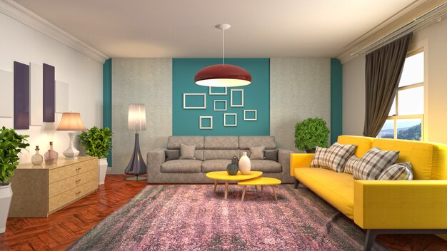 Illustration of the living room interior