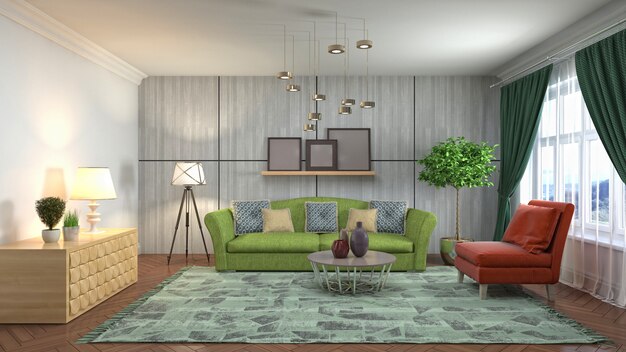 Illustration of the living room interior