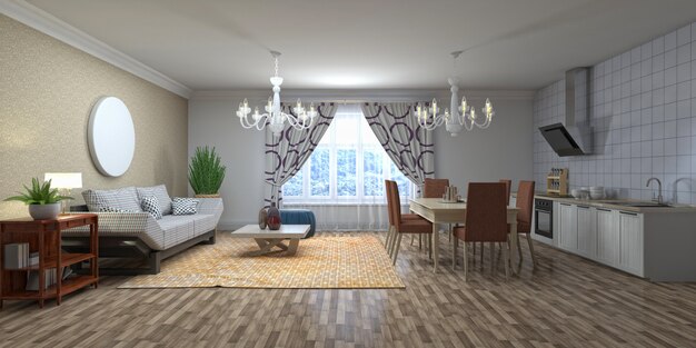 Illustration of the living room interior