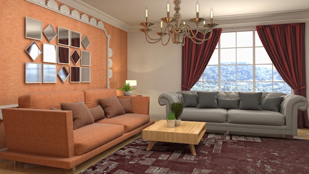 Illustration of the living room interior